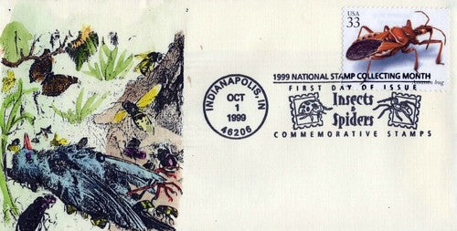 US 3354g FDC Insects Assassin Bug hand-painted SMB Cachets01240262 ZAYIX 0124M0262