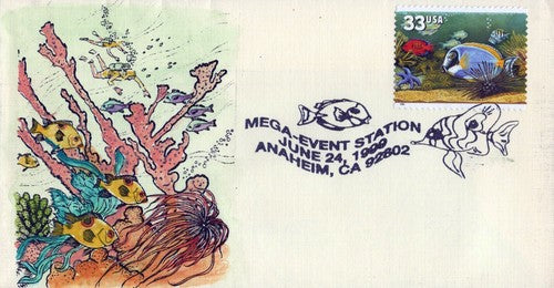 US 3319 FDC Aquarium Fish Mega-Event Sta hand-painted SMB Cachets01240295 ZAYIX 0124M0295