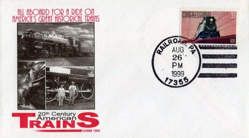 US 3334 FDC Famous Trains, Congressional GAMM Cachets01240274 ZAYIX 0124M0274
