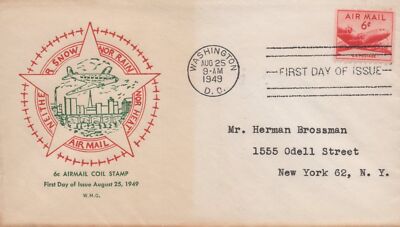 US C41-13 W.M. Grandy cachet FDC 6c air carmine mail coil ZAYIX USFM102023086