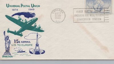 US C43-25 Spartan FDC UA 75th anniversary of UPU airmail ZAYIX USFM102023098