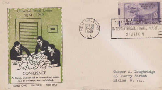 US C42 Schact FDC UPU Conference Series One cachet ZAYIX USFM102023116