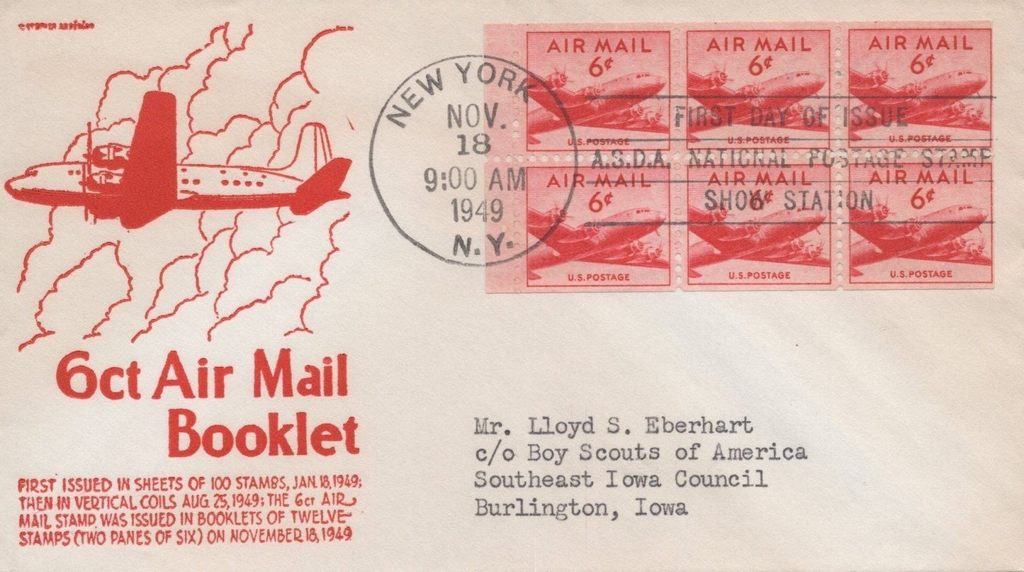 US C39a-1 Anderson FDC 6c air mail booklet pane ZAYIX USFM102023103