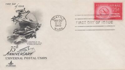 US C44-3 Art Craft FDC UA 25c UPU anniversary air mail ZAYIX USFM102023127
