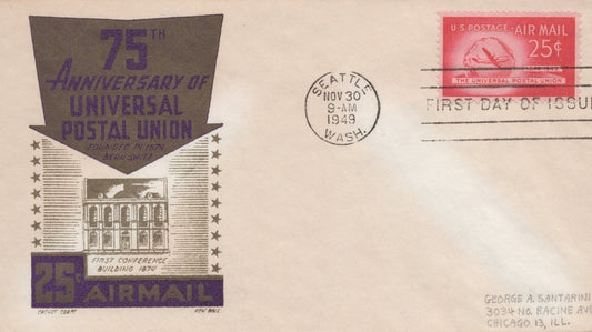 US C44-5 Cachet Craft Ken Boll FDC small pencil address UPU ZAYIX USFM102023130