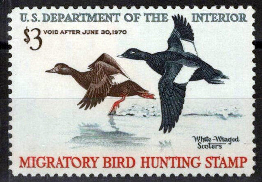 US RW36 MNH FVF $3 White-winged Scoters Duck Revenue Zayix Stamps 0225MAR0054