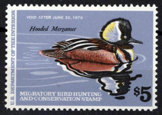 US RW45 MNH VF $5 Hooded Merganser Drake Duck Revenue Zayix Stamps 0225MAR0063