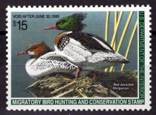 US RW61 MNH VF $15 Red-breasted Mergansers Duck Revenue Zayix Stamps 0225MAR0079