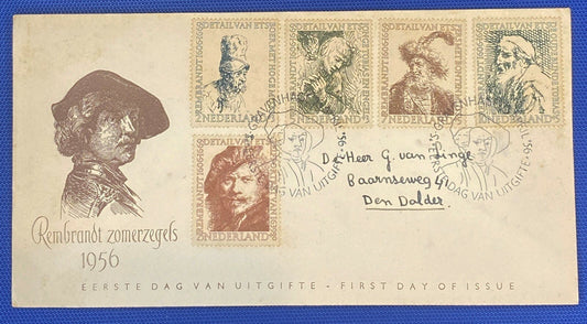 ZAYIX 1956 Netherlands B291-295 / Mi 672-676 / NVPH E25 FDC Art Artist Rembrandt