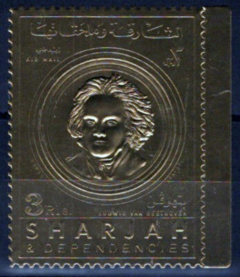 Sharjah 719 A MNH Gold Foil Music Ludwig van Beethoven Music ZAYIX 100323S177