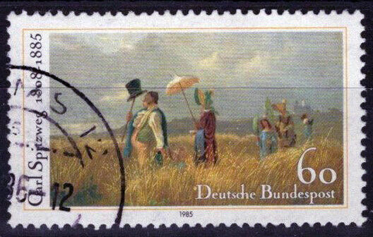 ZAYIX - 1985 Germany 1448 Used "Sunday Walk" Painting by Spitzweg 113022S122