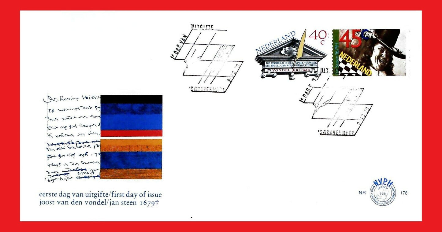 ZAYIX - 1979 Netherlands 592-93 FDC / Maxicards -  Steen, Painter / Vondel, Poet