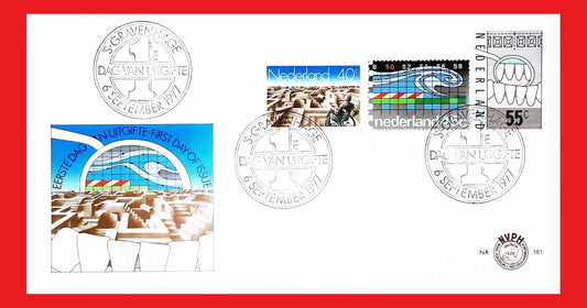 ZAYIX - 1977 Netherlands 571-573 FDC - Handicapped / Hydraulic Lab / Dentistry
