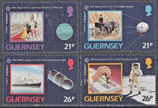 ZAYIX Great Britain Guernsey 449-452 MNH Europa Ships Communications 012922S09M
