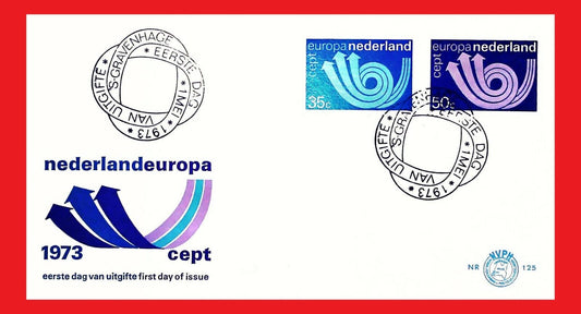 ZAYIX - 1973 Netherlands 504-05 / Mi 1011-12 FDC - Europa