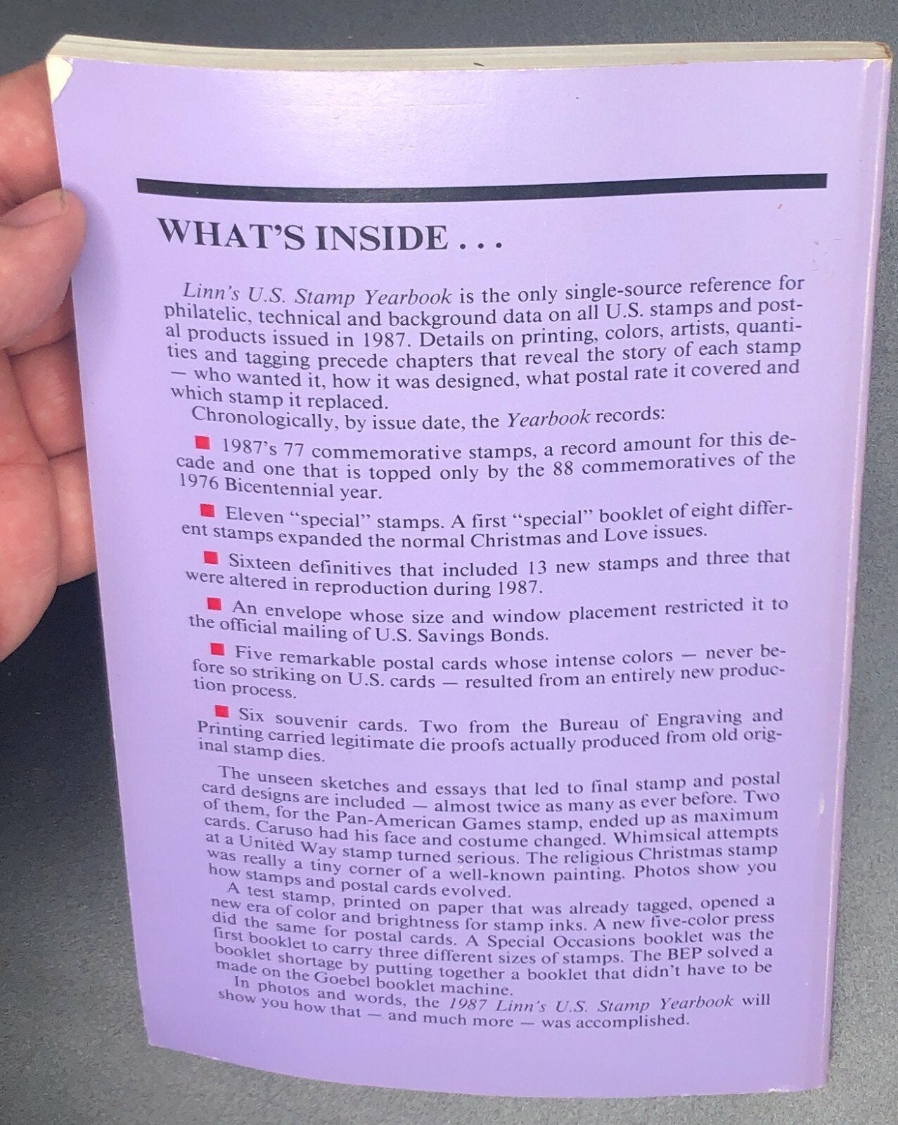 Linn's U.S. Stamp Yearbook 1987 used ZAYIX 010722-BK22