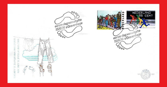 ZAYIX - 1976 Netherlands 558-559 / mi 1077-1078 FDC - Marchers & Runners