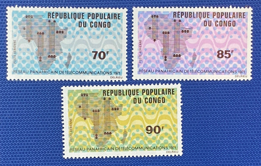 Congo PR C116-118 MNH 1971 Air Post, Communications ZAYIX 020422S02M