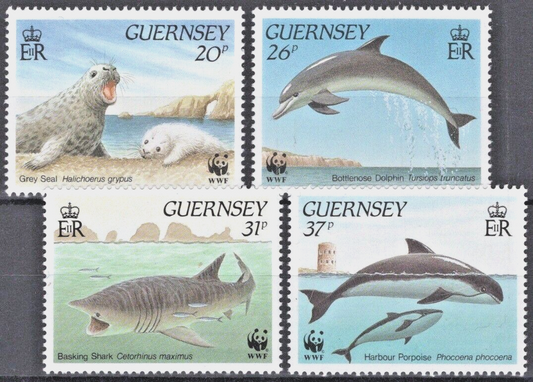 Great Britain Guernsey 441-444 MNH Marine Life Dolphin Shark ZAYIX 012922S07M