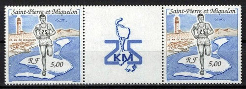 St. Pierre & Miquelon 549 MNH Gutter Pairs Sports Runner Maps ZAYIX 0524M0155M