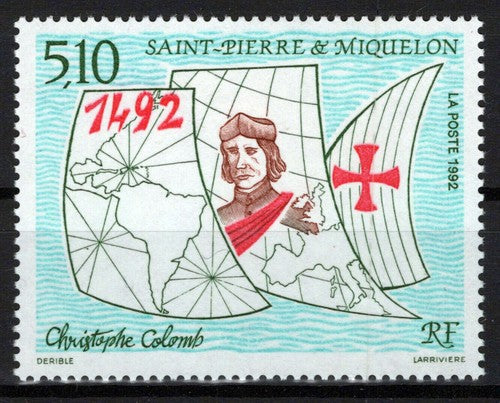 St. Pierre & Miquelon 583 MNH Maps Discovery of America ZAYIX 0524S0157M