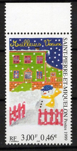 St. Pierre & Miquelon 688 MNH Christmas Snowman ZAYIX 0524S0151M