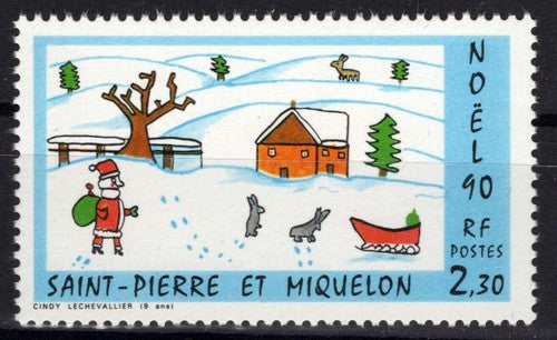 St. Pierre & Miquelon 553 MNH Christmas Children's Drawings ZAYIX 0524S0174M