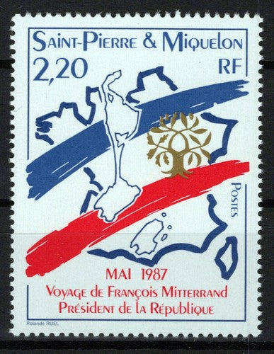 St. Pierre & Miquelon 493 MNH Maps Pres. Mitterand ZAYIX 0524S0176M
