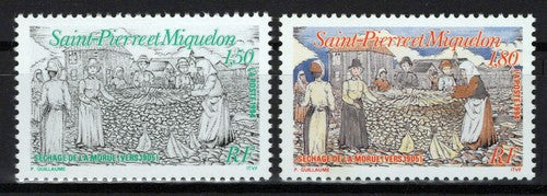 St. Pierre & Miquelon 600-601 MNH Drying Codfish Fishing ZAYIX 0524S0203M