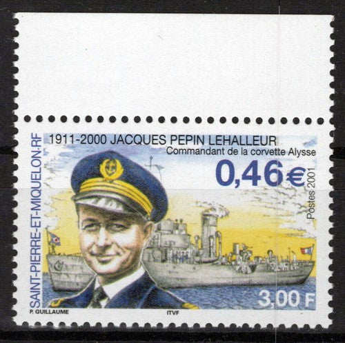 St. Pierre & Miquelon 716 MNH Commander Lehalleur Ships Military ZAYIX 0524S0227