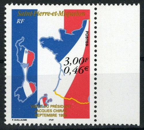 St. Pierre & Miquelon 686 MNH Maps Pres. Jacques Chirac ZAYIX 0524S0150