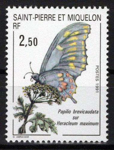 St. Pierre & Miquelon 554 MNH Butterflies Insects ZAYIX 0524S0209M