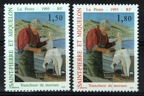 St. Pierre & Miquelon 589-590 MNH Fishing Cod Industry ZAYIX 0524S0196M