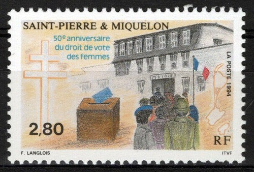 St. Pierre & Miquelon 602 MNH Women's Right to Vote ZAYIX 0524S0221M