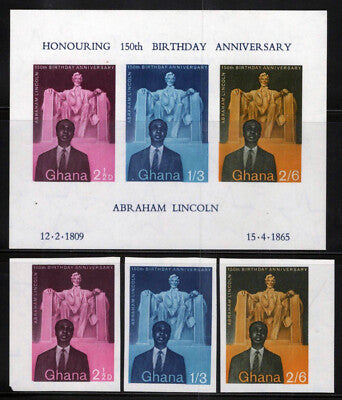 Ghana 39-41a MNH Imperf Lincoln Memorial Kwame Nkrumah ZAYIX 121022SM105
