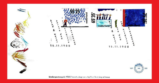 ZAYIX - 1988 Netherlands B641-B643 FDC - Royal Dutch Swimming Federation / art