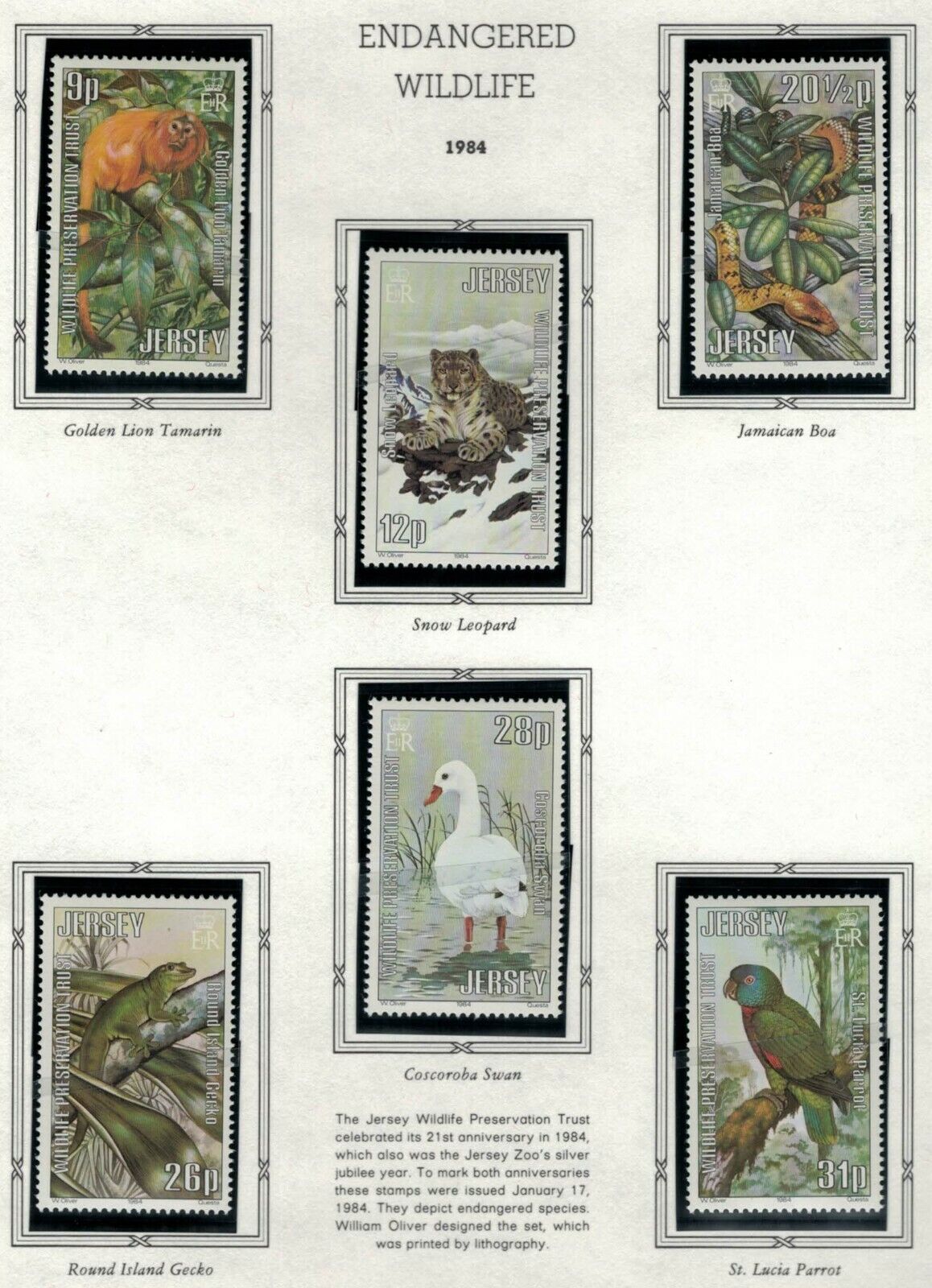 ZAYIX 1984 Great Britain Jersey 320-325 MNH Endangered Wildlife Birds 020522S48M