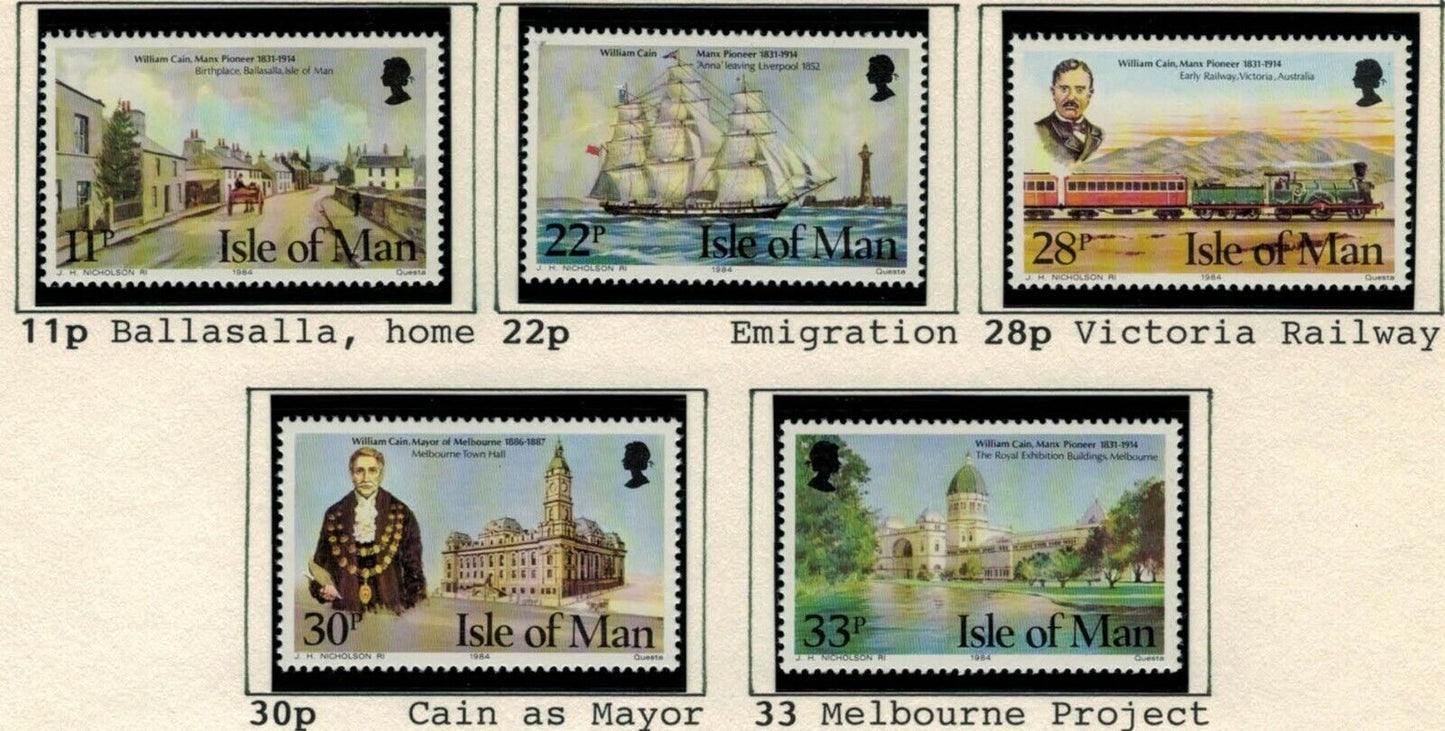 ZAYIX  Great Britain  Isle of Man  #267-271 MNH - Ships - Trains - William Cain