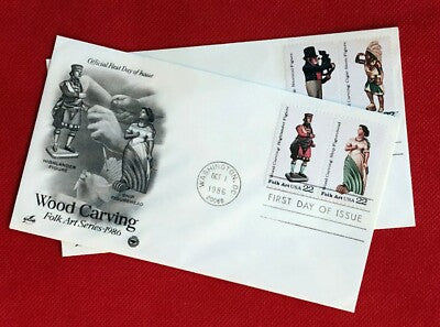 1986 United States FDC (2) Art / Wood Carving ZAYIX 020622SM38