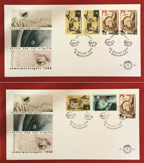ZAYIX - 1988 Netherlands B638-B640a FDC set + booklet pane - Zoo / Wild Animals