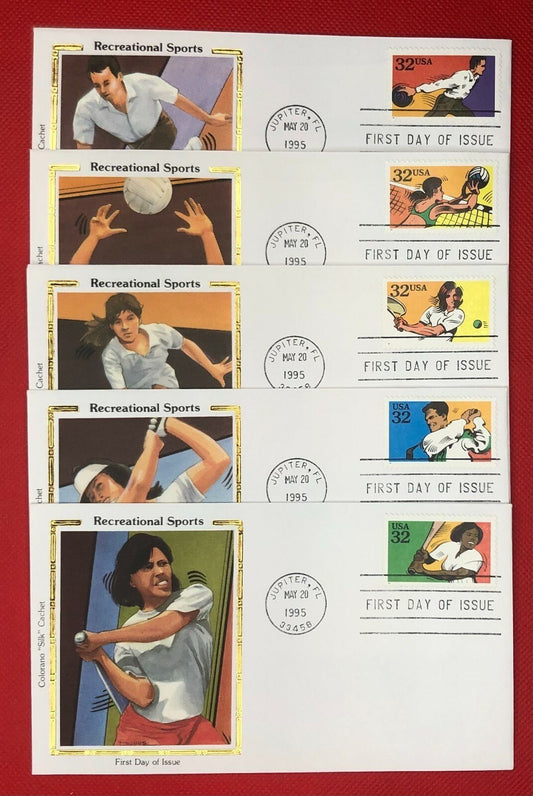 US 2961-65 FDC Colorano Recreational Sports Tennis Golf Bowling ZAYIX 110821SM24