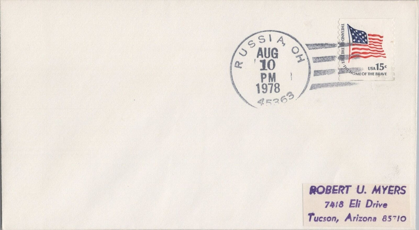 United States Cover - Russia, OH 45363 Town Cancel