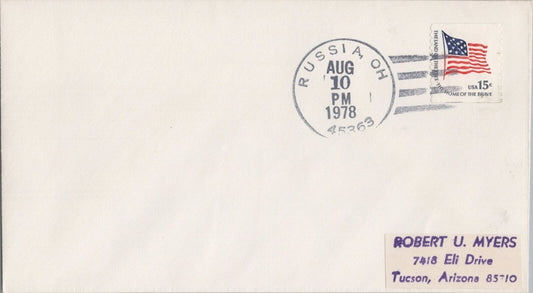 United States Cover - Russia, OH 45363 Town Cancel