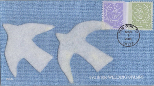 US 3898-3899 BGC cachet FDC Wedding Doves 3 dimensional ZAYIX 121022SM36