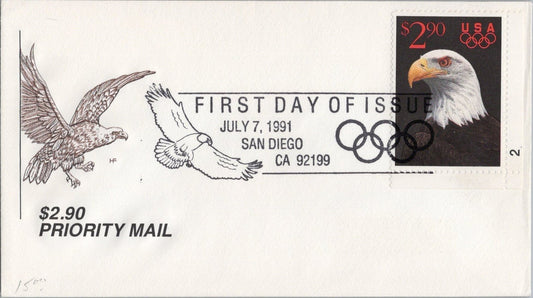 US 2540 House of Farnam FDC Priority Mail Eagle Olympic Rings ZAYIX 121022SM23