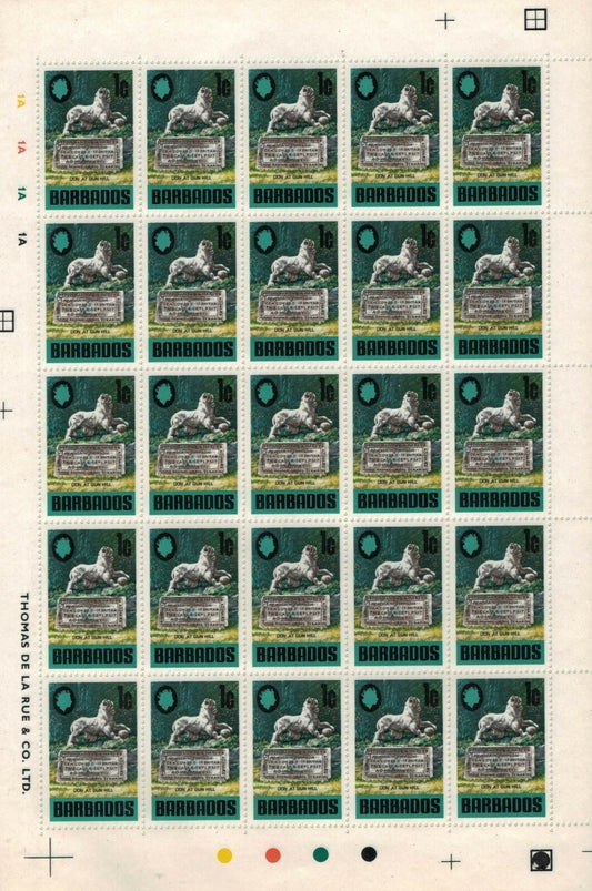 Barbados 328 MNH sheet Animals Art Lion at Gun Statue ZAYIX 030622SL22M