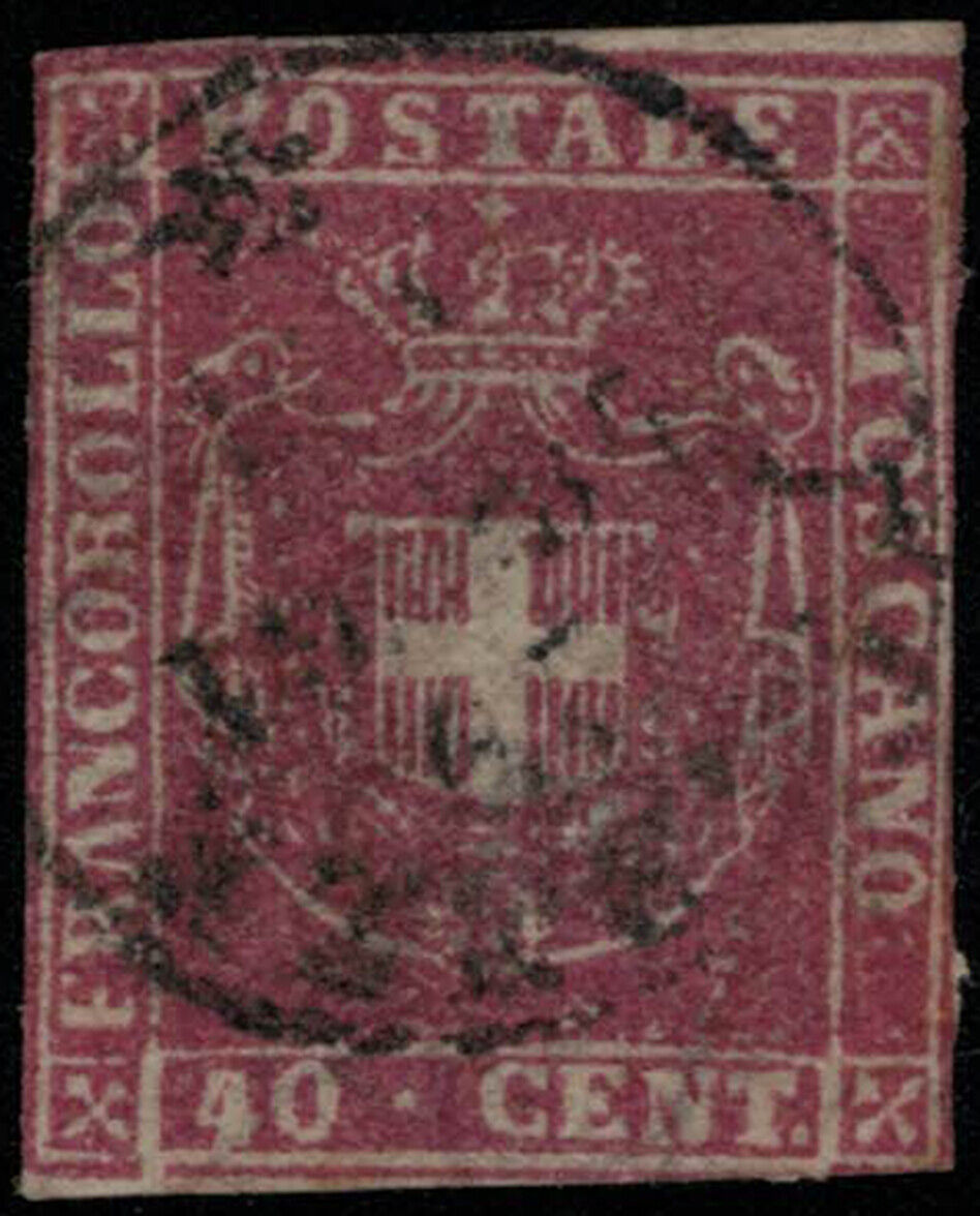 ZAYIX 1860 Tuscany Italy Italian States 21 used 40c rose Coat of Arms 031922-S07