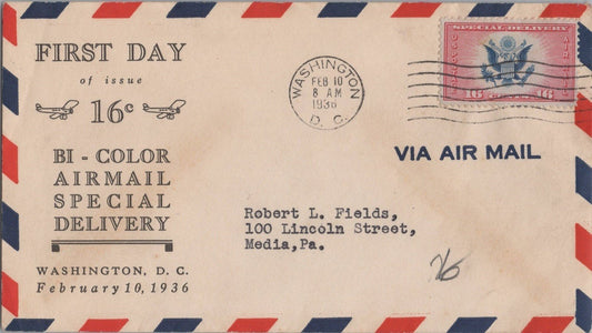 US CE2 FDC Planty # CE2-34 Bi-color Air Mail Special Delivery ZAYIX 092222SM10