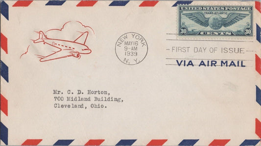 US C24 FDC House of Farnman Unlisted color RED plane SCARCE! ZAYIX 092222SM17