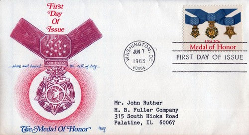 US 2045 FDC Medal of Honor Marq cachet ZAYIX 0124M0298